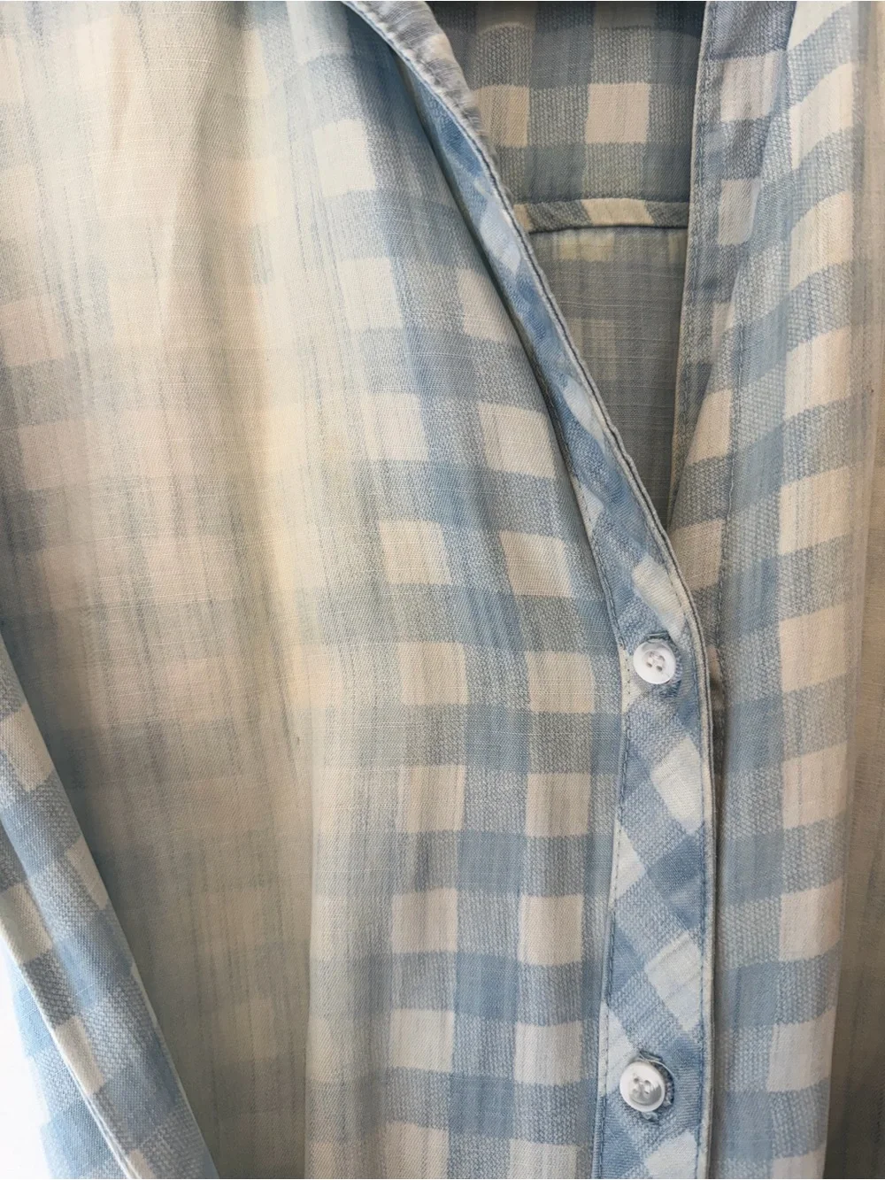 Bella Dahl Blue Gingham Tencel Shirt Dress Belted Distressed Medium